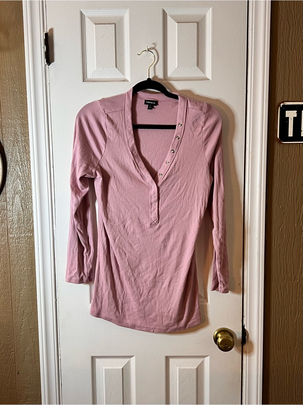 torrid Pink Long Sleeve Henley Top
